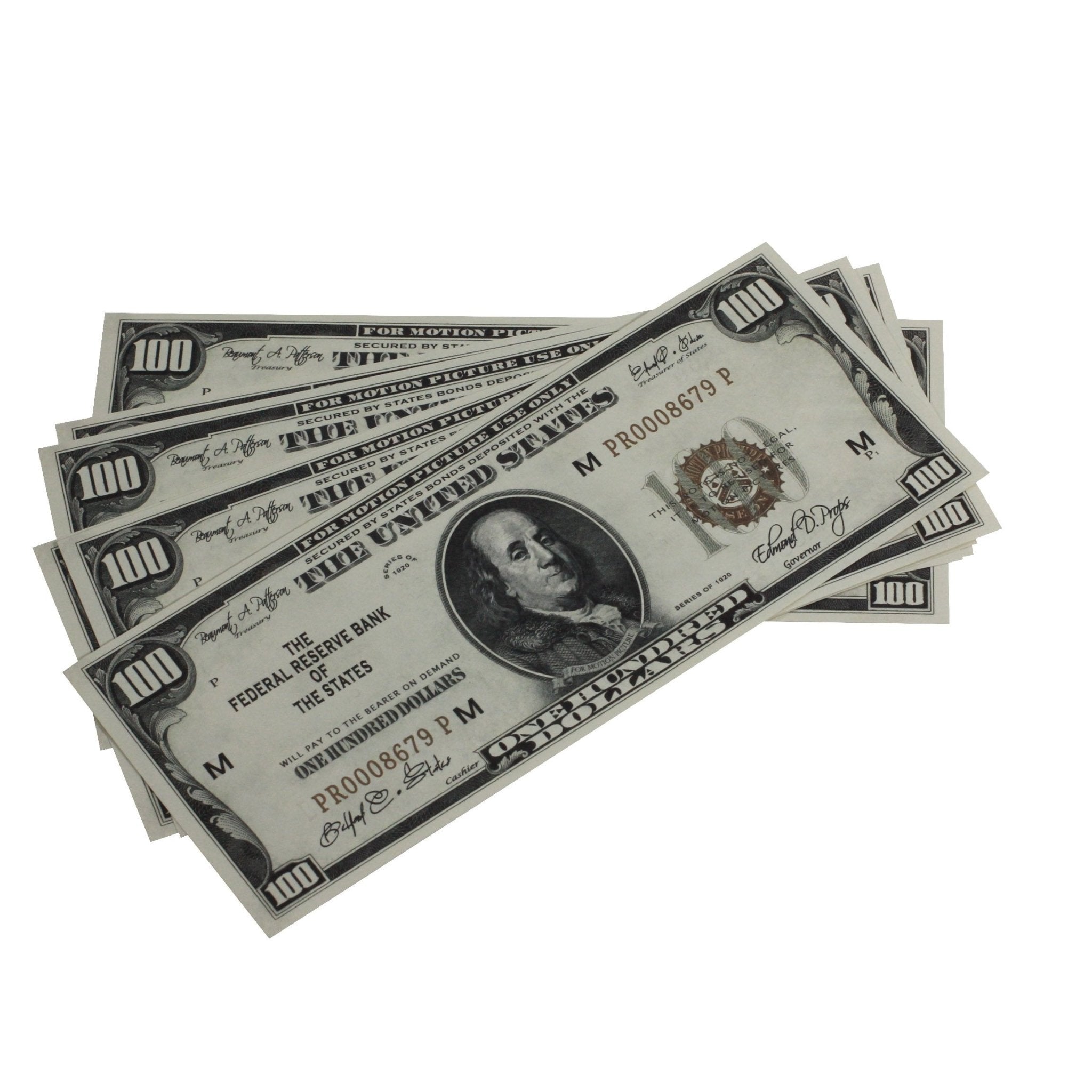 Series 1920s Vintage $100 Full Print Prop Money Stack - Prop Movie Money