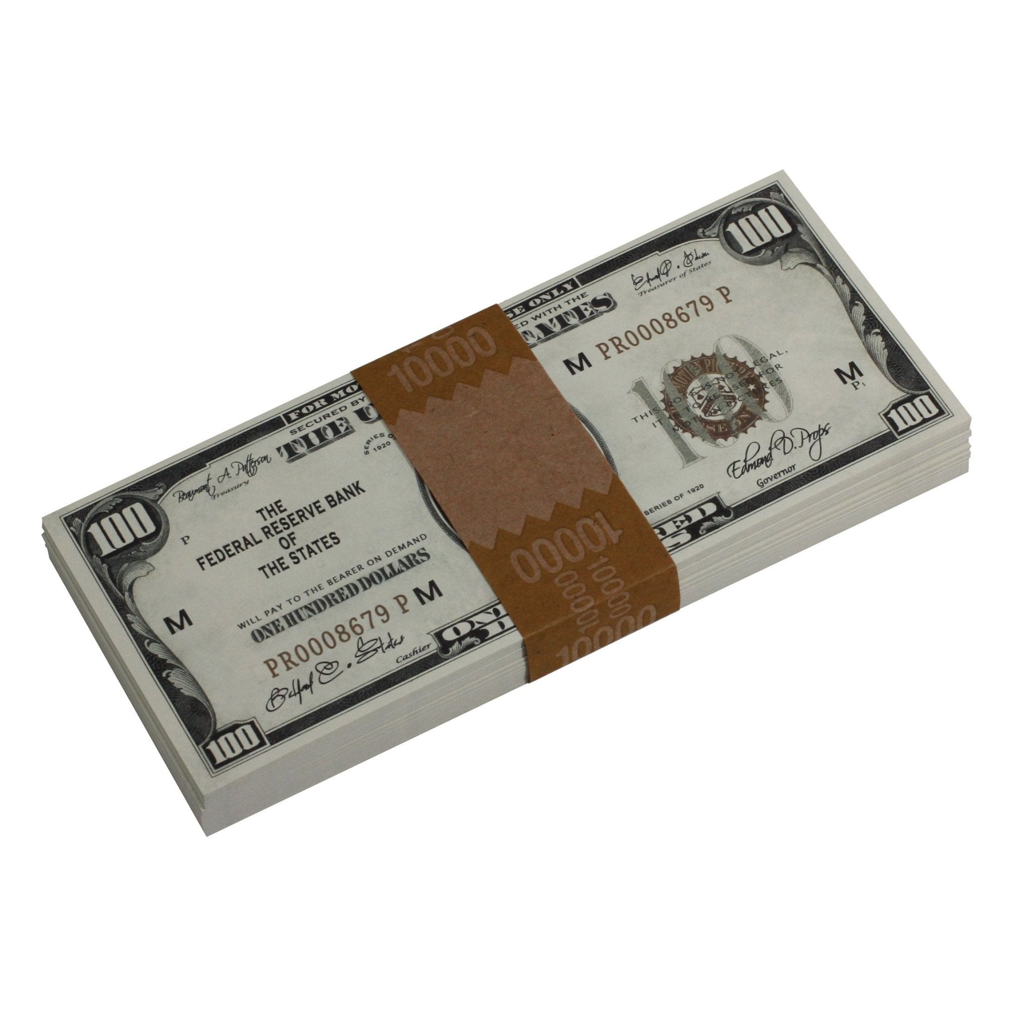 Series 1920s Vintage $100 Full Print Prop Money Stack - Prop Movie Money