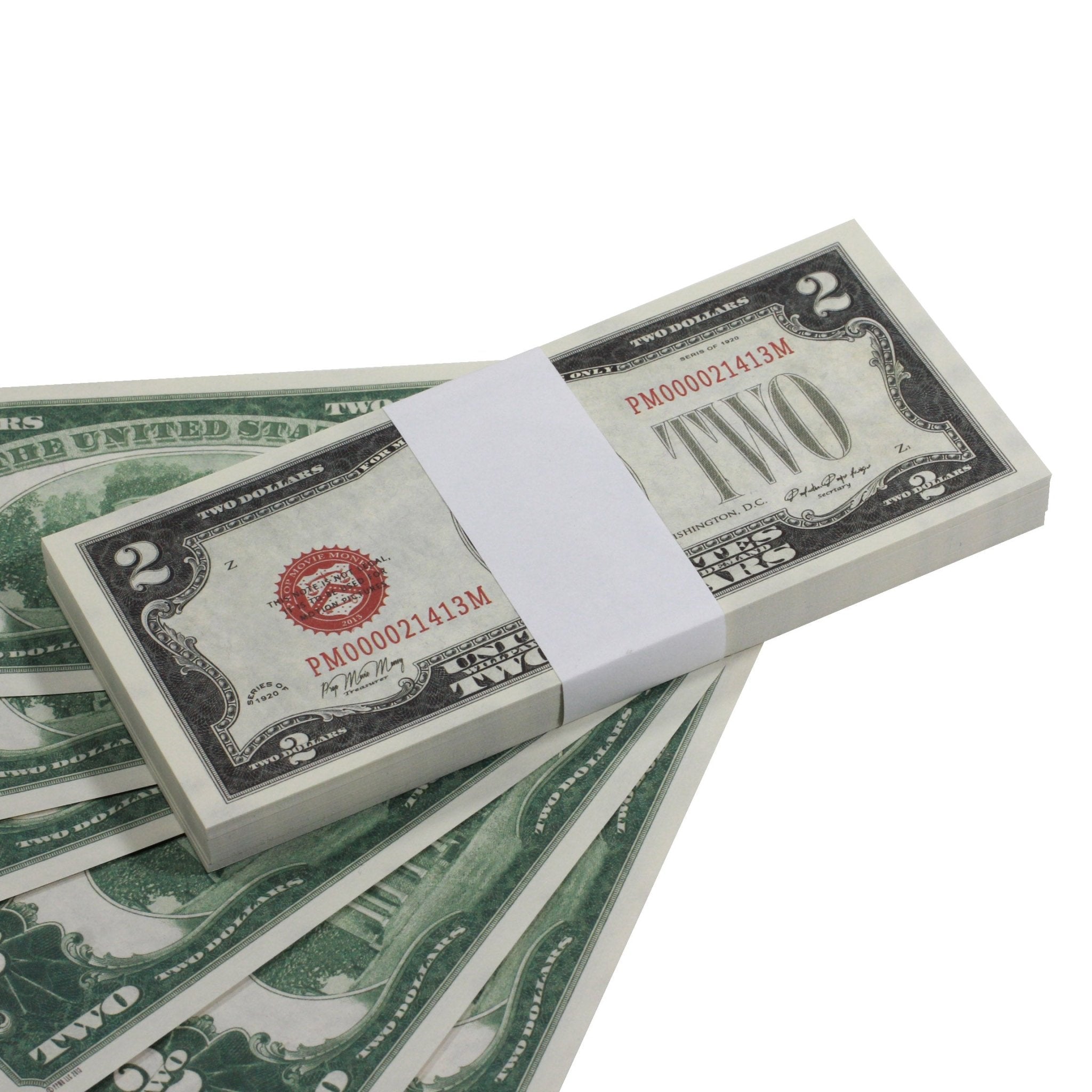 Series 1920s Vintage $2 Full Print Prop Money Stack - Prop Movie Money