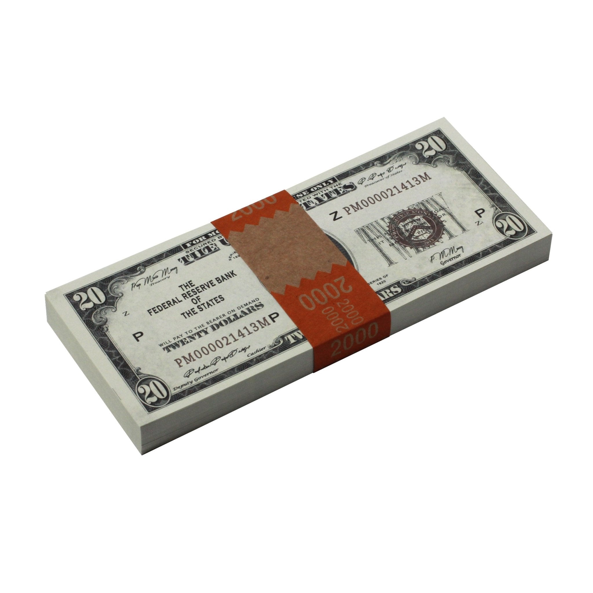 Series 1920s Vintage $20 Full Print Prop Money Stack - Prop Movie Money