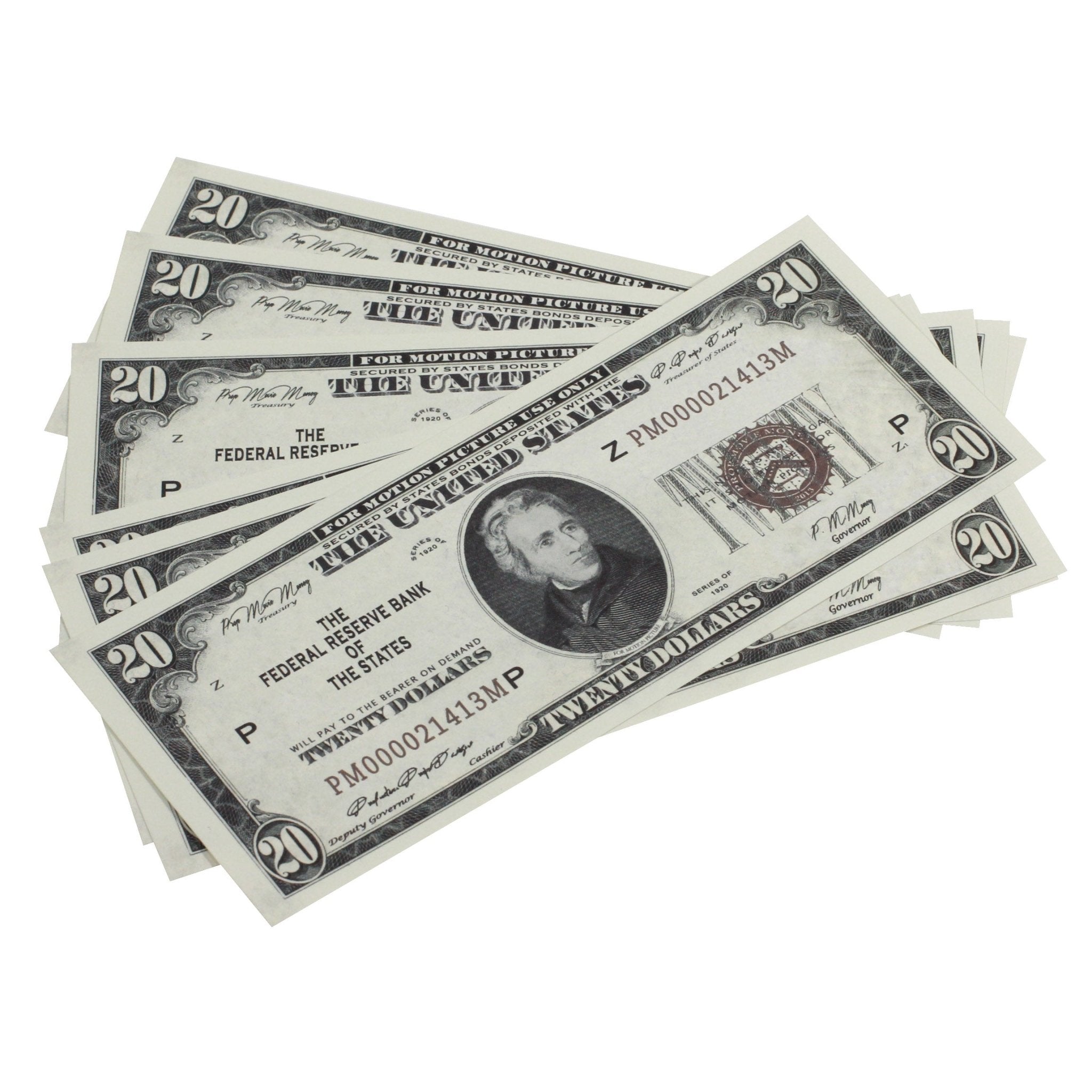 Series 1920s Vintage $20 Full Print Prop Money Stack - Prop Movie Money