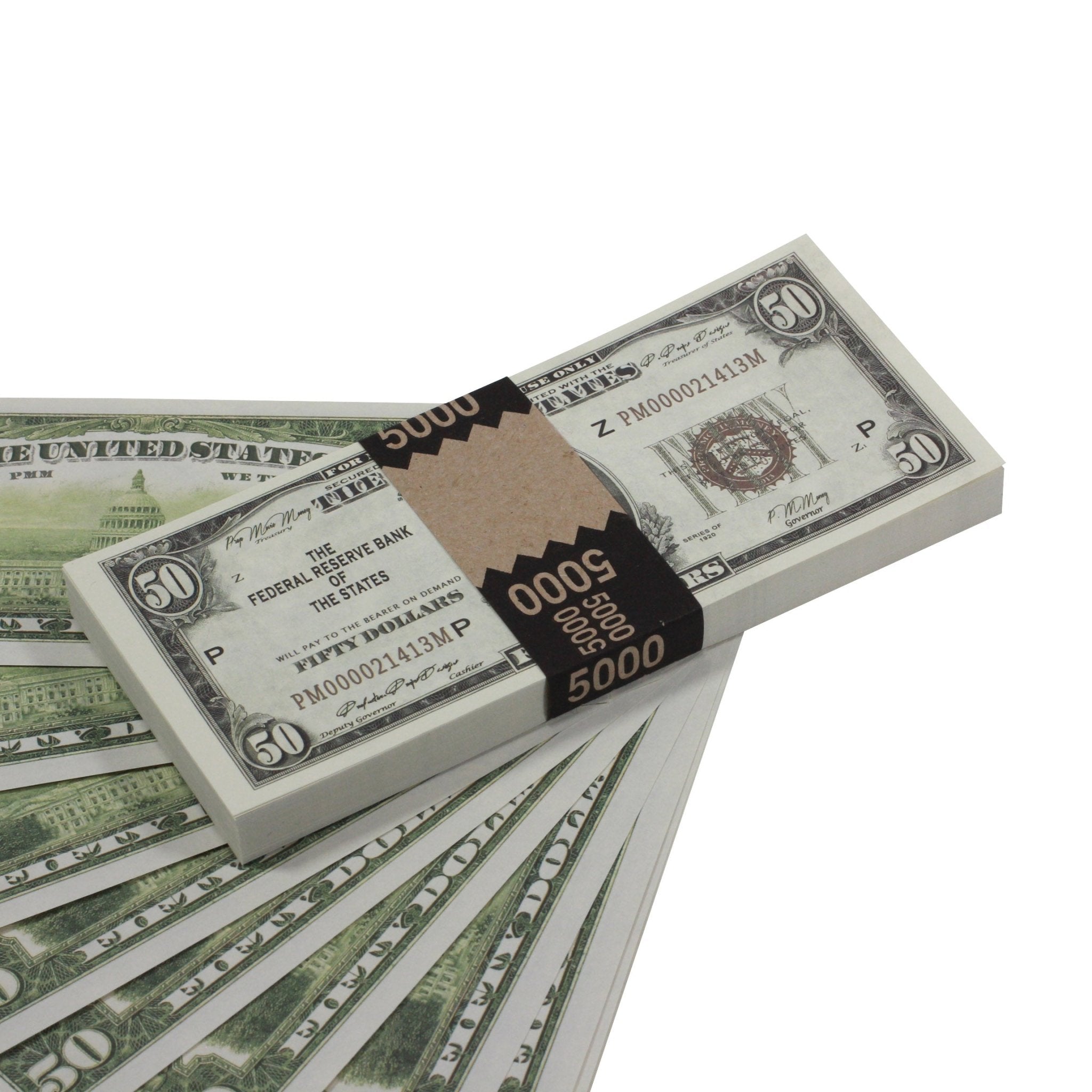 Series 1920s Vintage $50 Full Print Prop Money Stack - Prop Movie Money