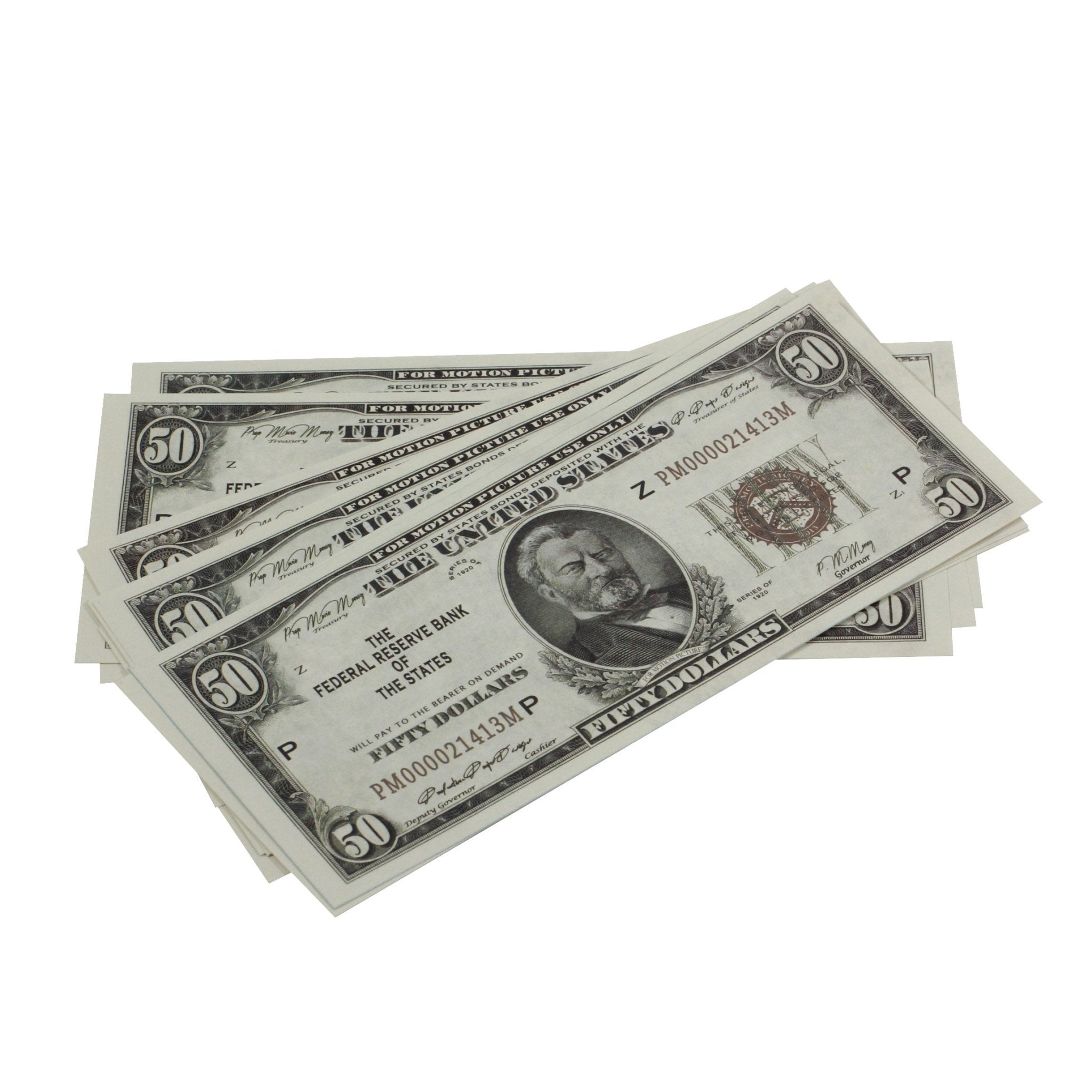 Series 1920s Vintage $50 Full Print Prop Money Stack - Prop Movie Money