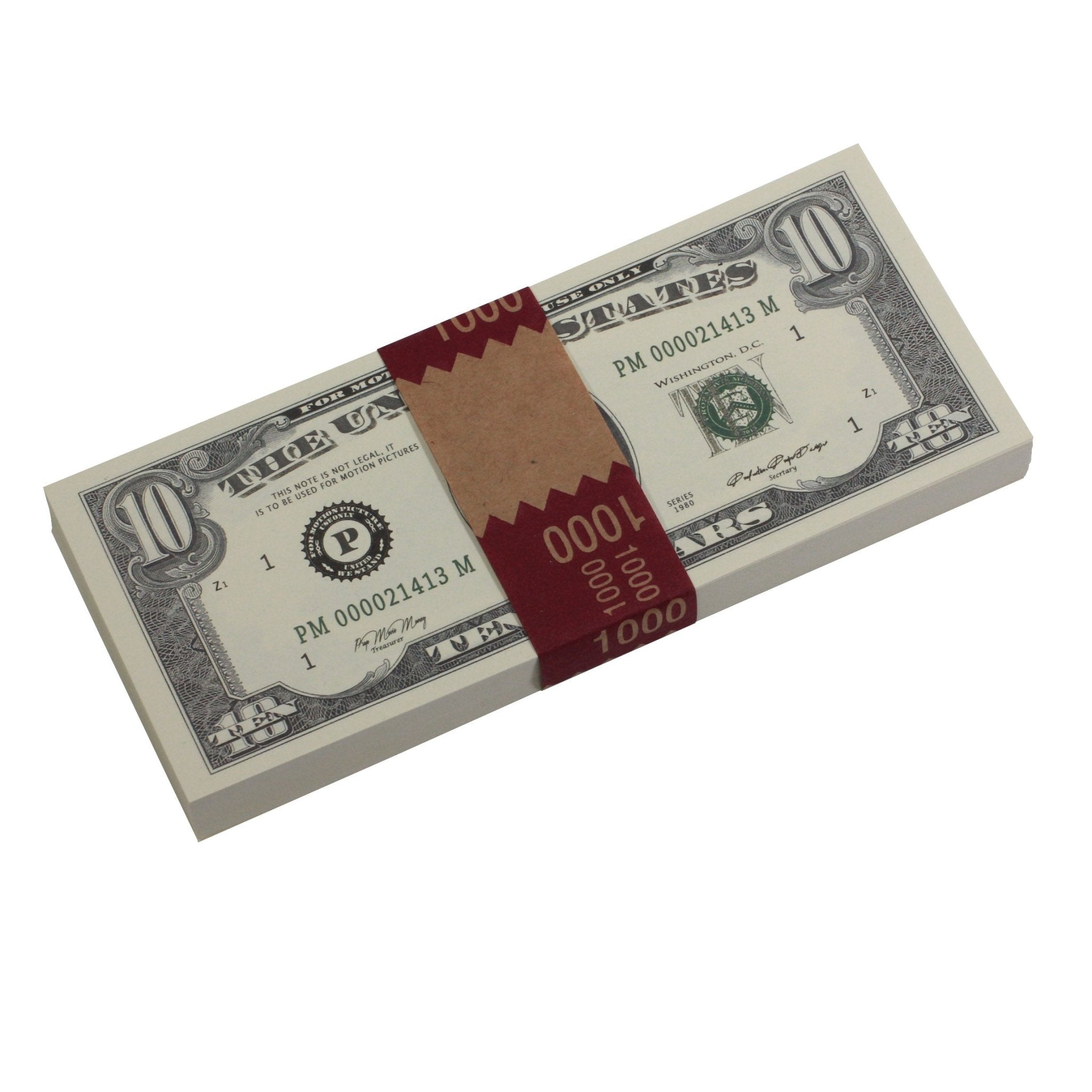 Series 1980s $10 Full Print Prop Money Stack - Prop Movie Money
