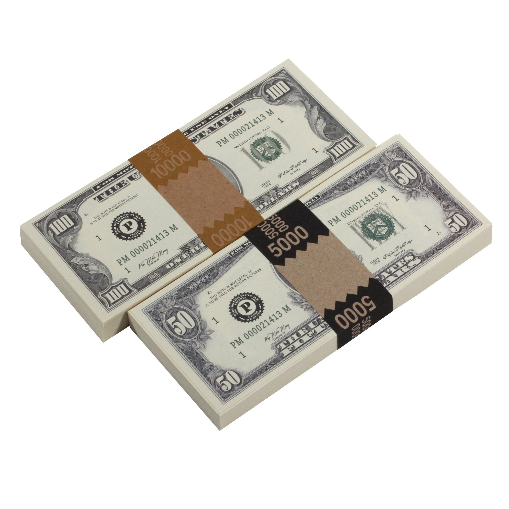 Series 1980s Mix $15,000 Full Print Prop Money Package - Prop Movie Money