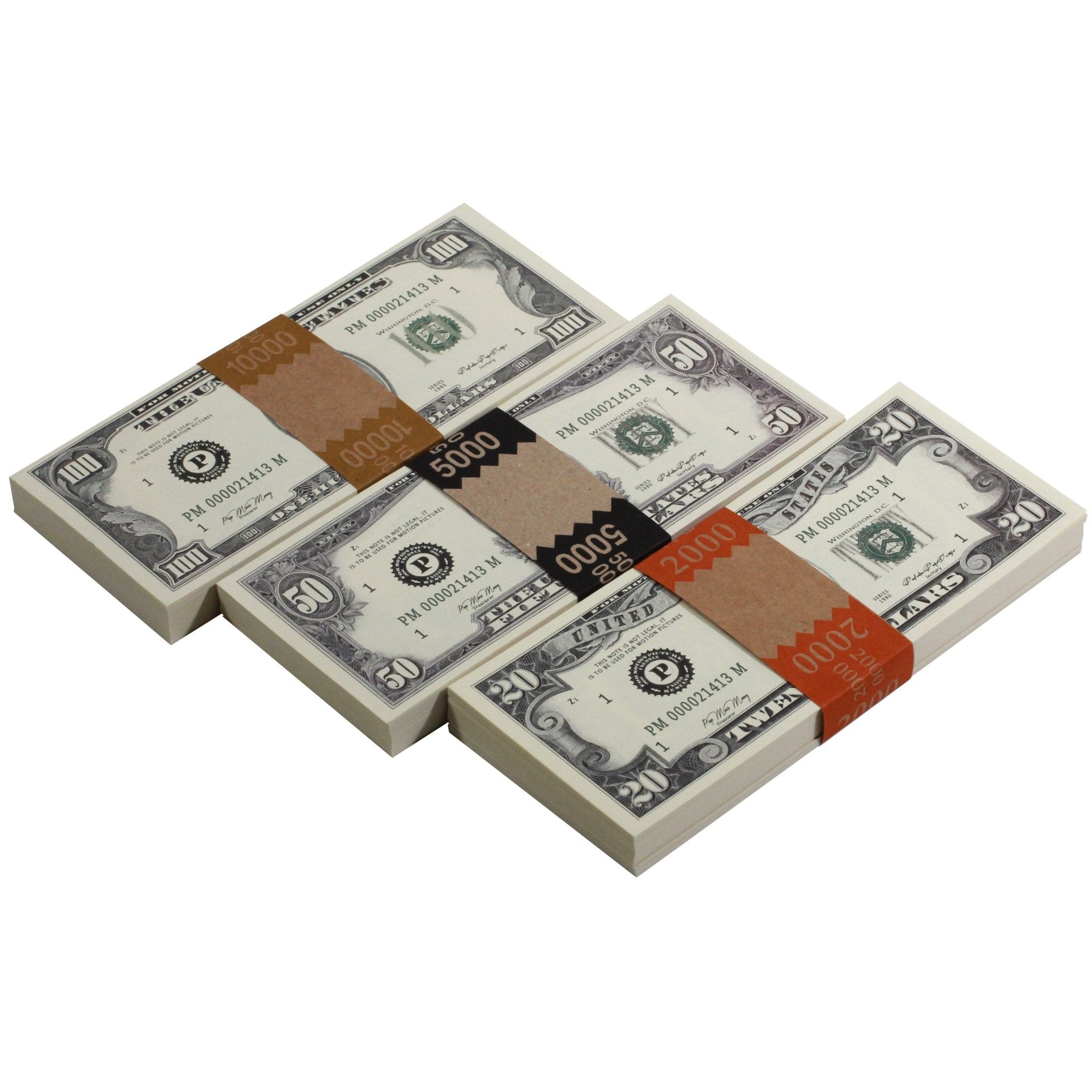 Series 1980s Mix $17,000 Blank Filler Prop Money Package - Prop Movie Money