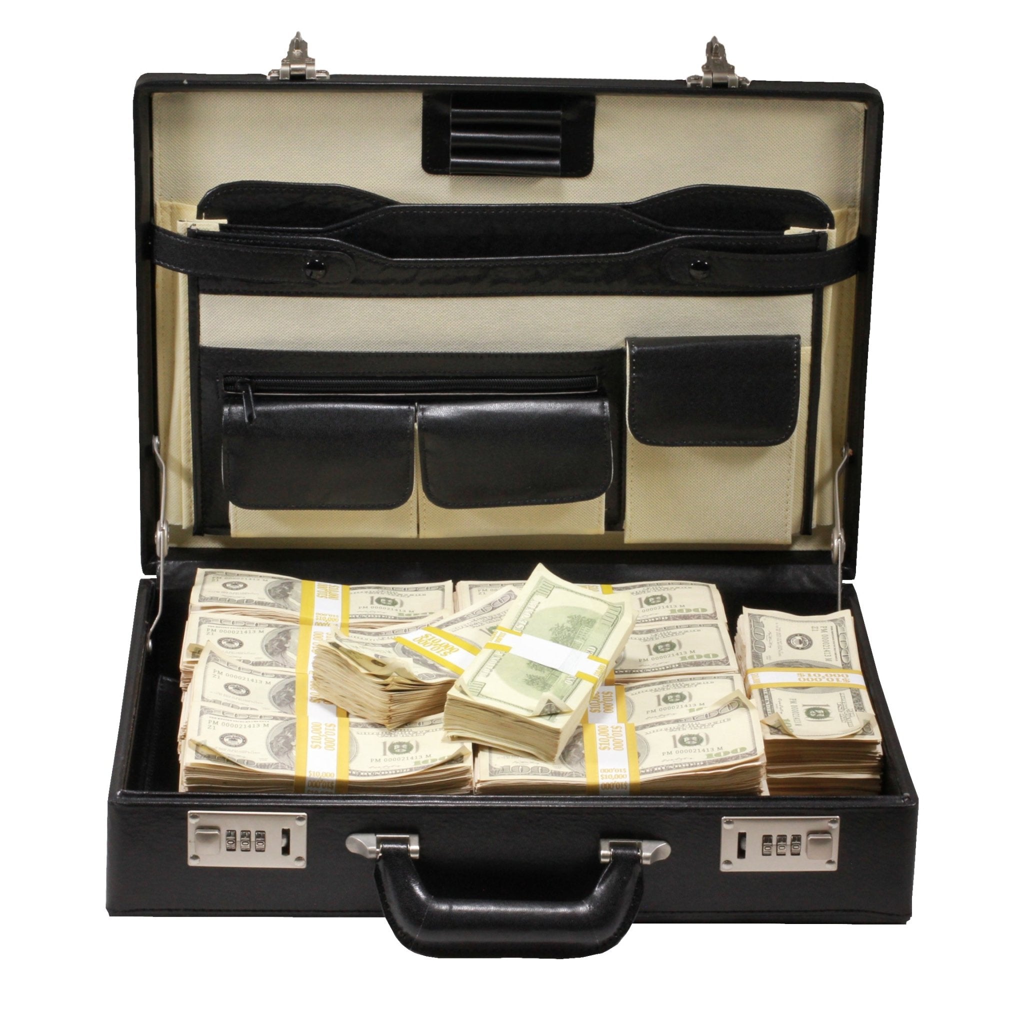 Series 2000 $500,000 Aged Full Print Briefcase - Prop Movie Money