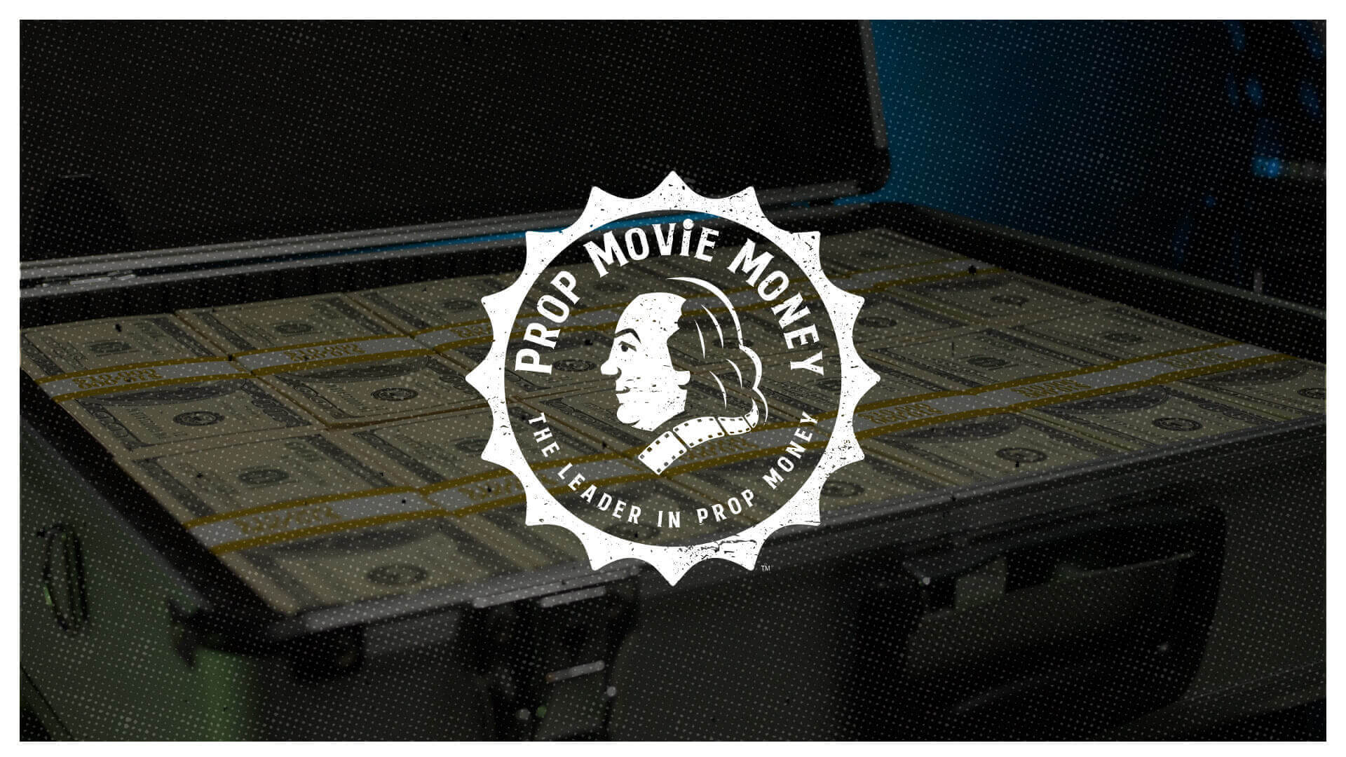 Series 2000 $100 Prop Money stacks in briefcase