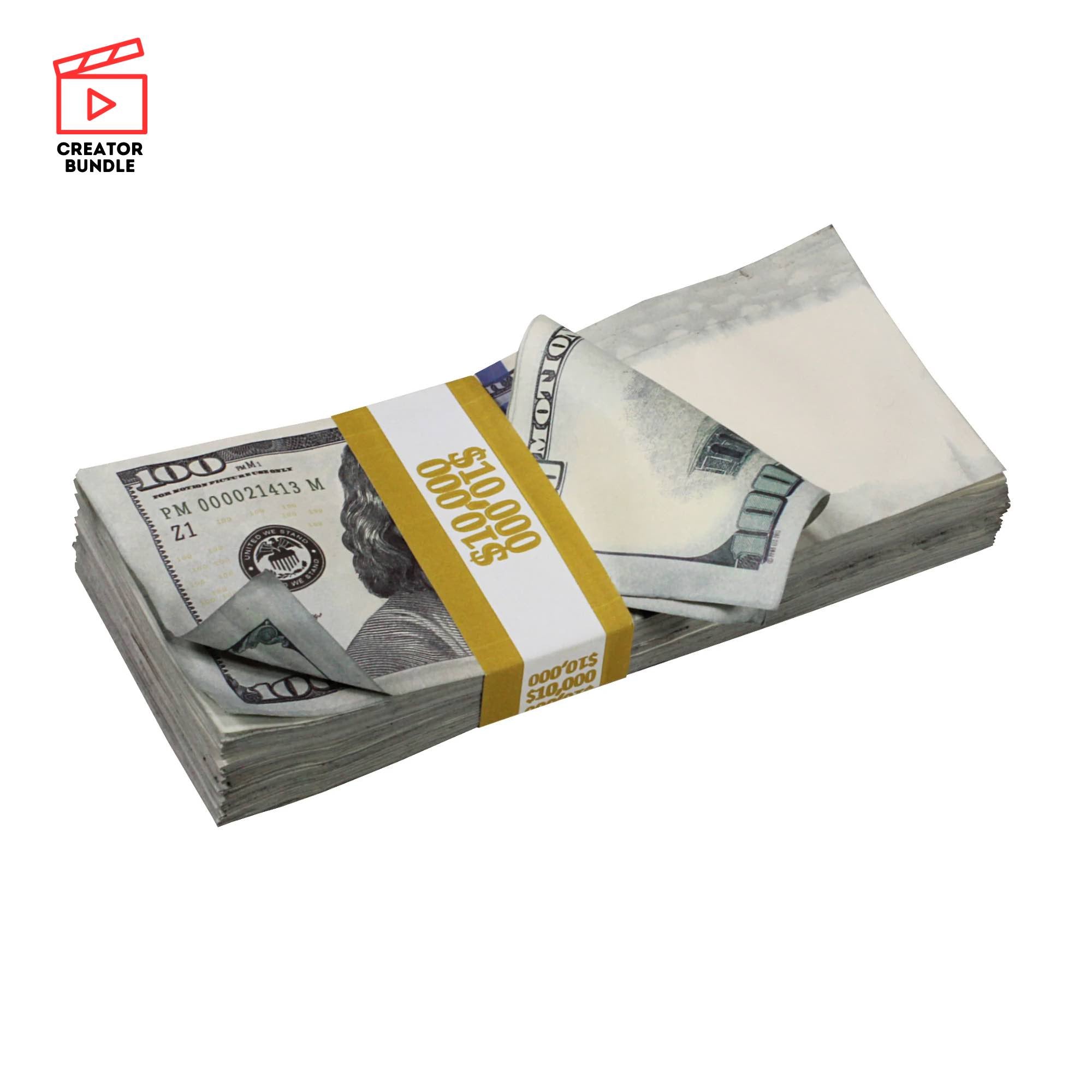 Beginner Budget Filmmaker Pack: New Style Clean $100 Full Print & Aged $50K Blank Filler Set - Prop Movie Money