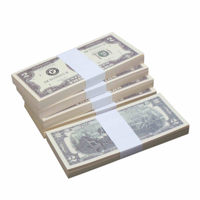 1980 Series $2 $1,000 Full Print Prop Money Package - Prop Movie Money
