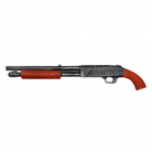 Foam Pump Shotgun – LARP & Film-Ready Prop with Black Barrel and Brown Grip - Prop Movie Money