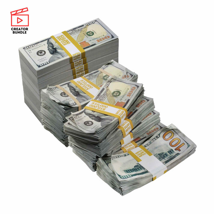 Ultimate New Style Prop Money Double Pack: $100K Clean & $100K Aged Blank Fillers - Prop Movie Money