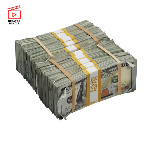 Ultimate New Style Prop Money Double Pack: $100K Clean & $100K Aged Blank Fillers - Prop Movie Money