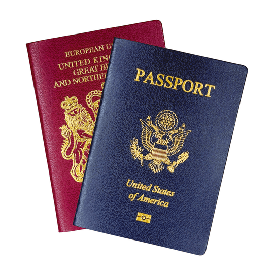 US + UK Fully Detailed Prop Passport Bundle – For TV, Film & Photography (2-Pack)