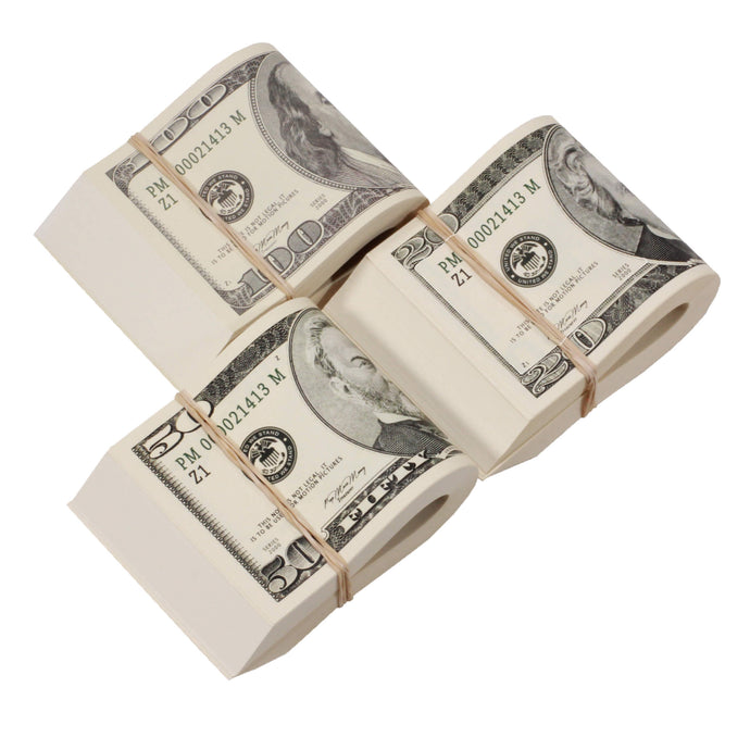 2000 Series Mix $17,000 Full Print Prop Fold Money Package - Prop Movie Money