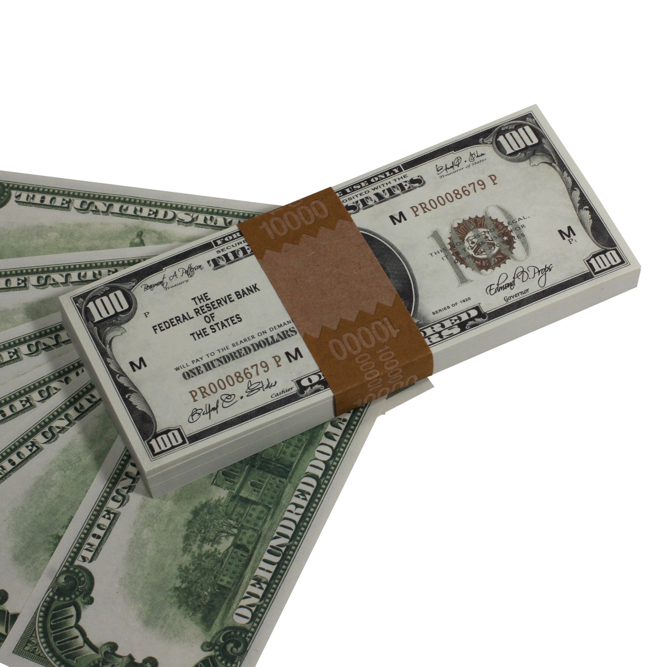 Series 1920s Vintage $100 Full Print Prop Money Stack - Prop Movie Money
