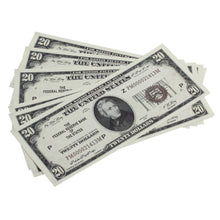 Load image into Gallery viewer, Series 1920s Vintage $20 Full Print Prop Money Stack - Prop Movie Money