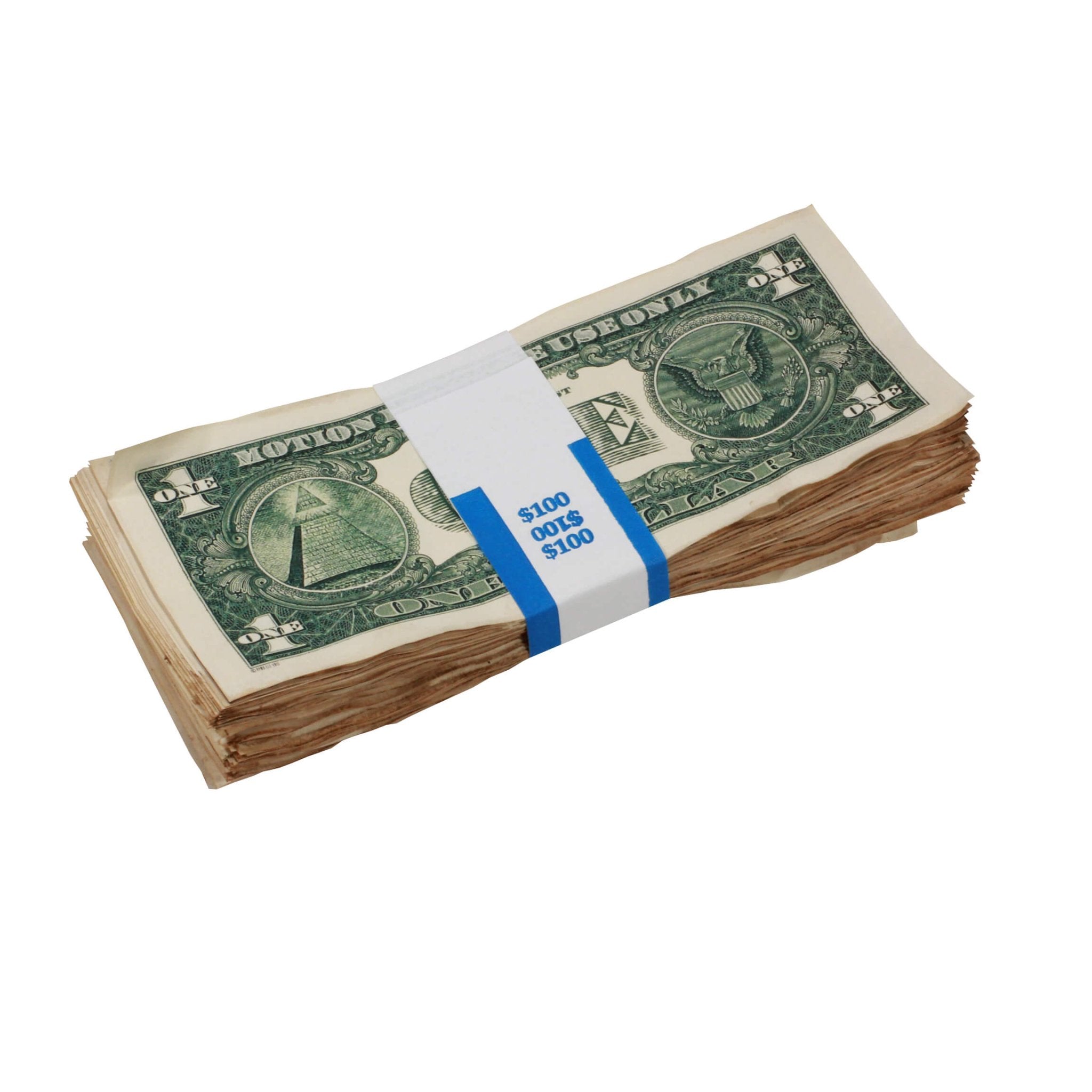 1980 Series $1 Aged $100 Full Print Prop Money Stack - Prop Movie Money