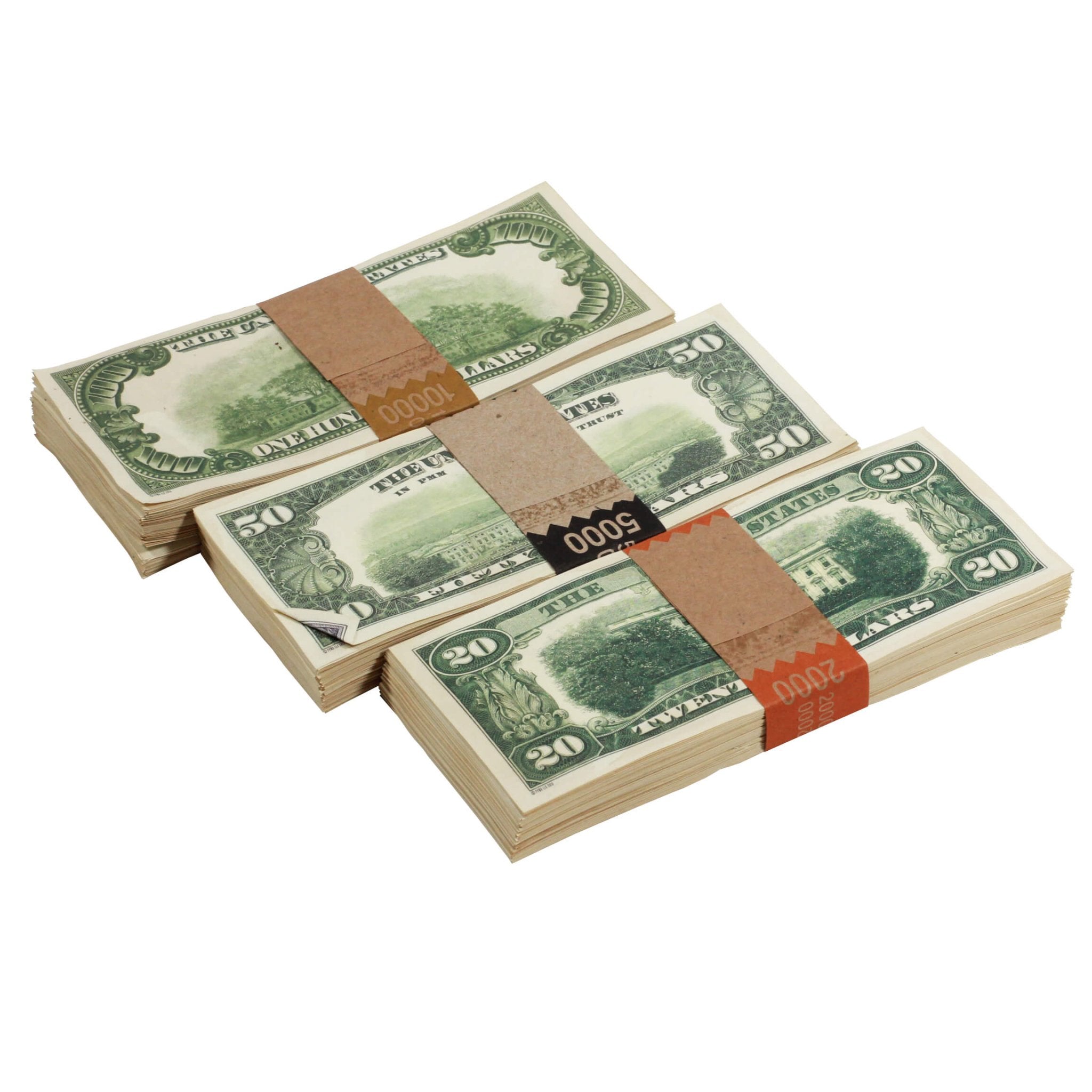 1980 Series Mix $17,000 Aged Full Print Prop Money Bundle - Prop Movie Money