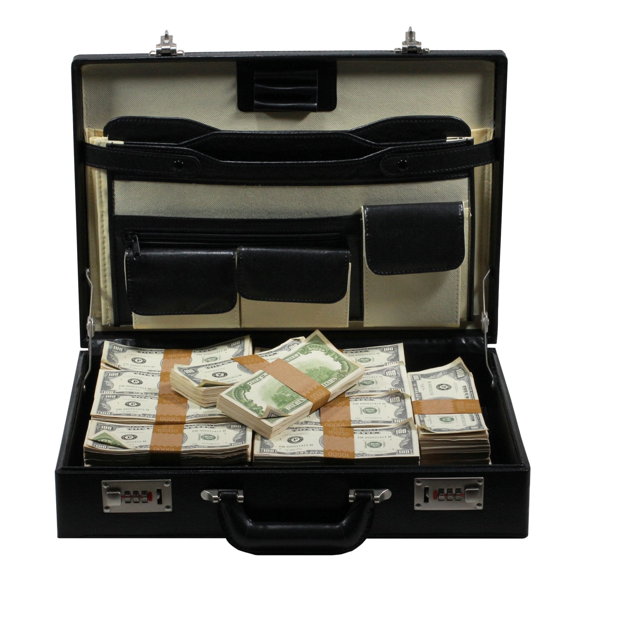 1980s Series $500,000 Aged Blank Filler Briefcase - Prop Movie Money