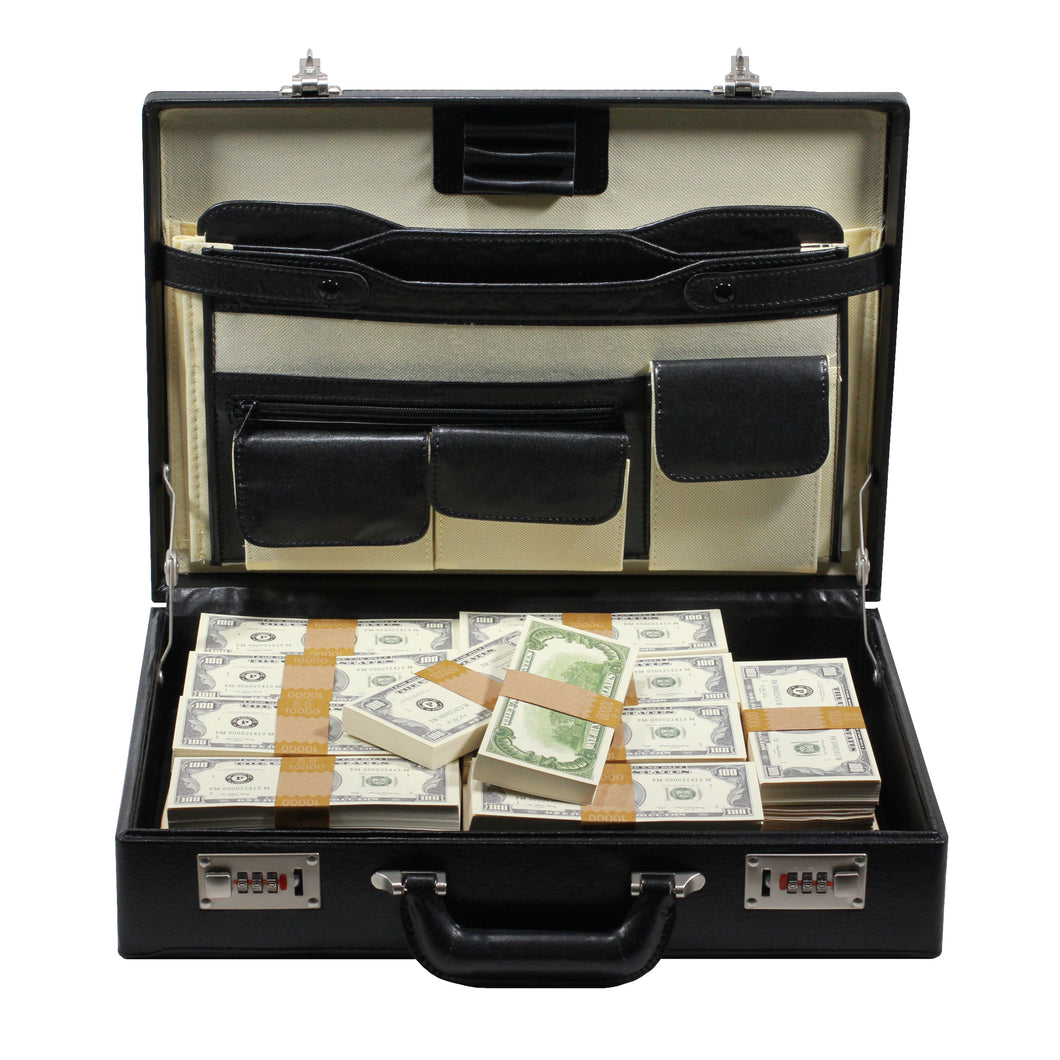 1980s Series $500,000 Blank Filler Prop Money Briefcase - Prop Movie Money