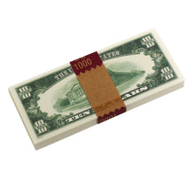 Load image into Gallery viewer, Series 1980s $10s Blank Filler $1,000 Prop Money Stack - Prop Movie Money