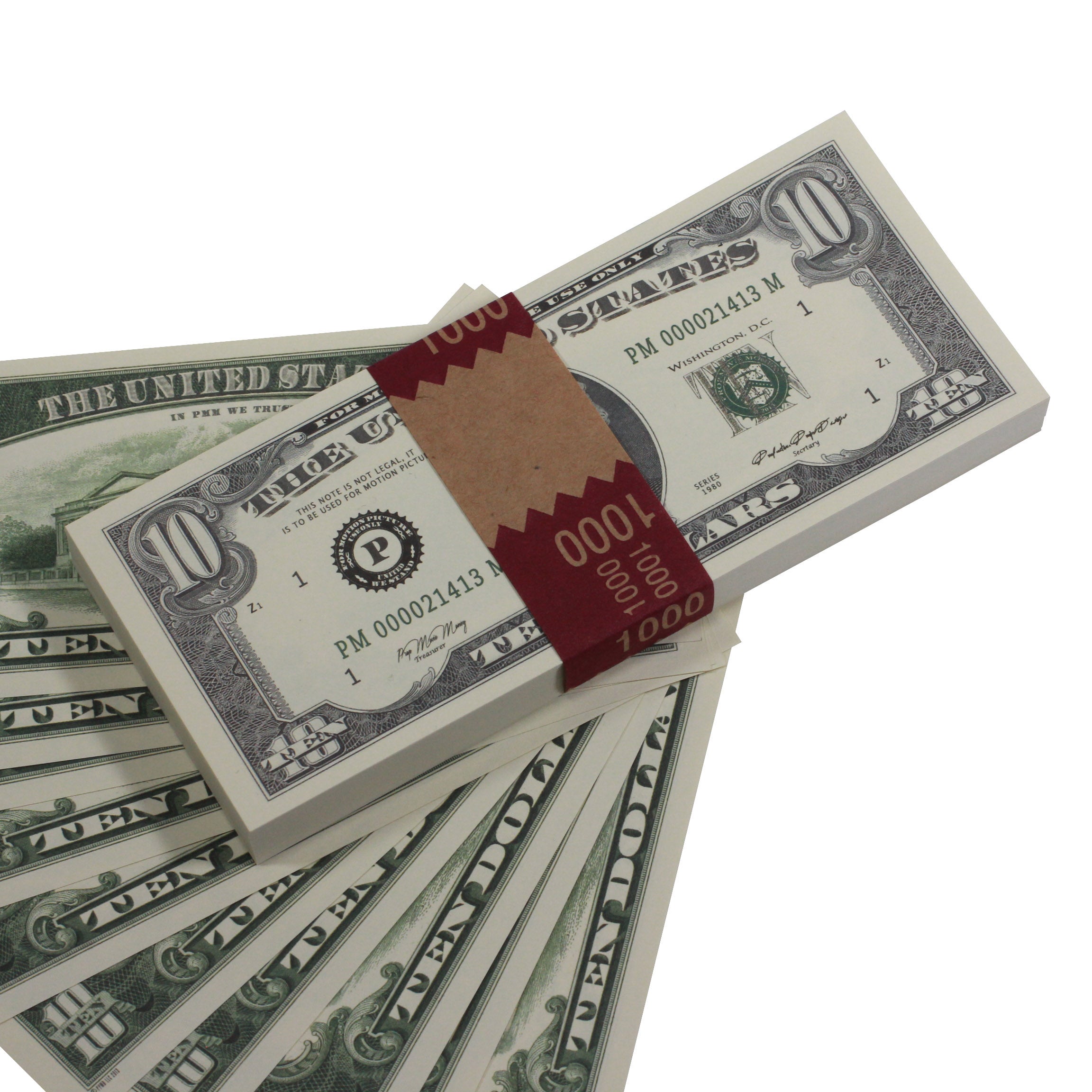 Series 1980s $10 Full Print Prop Money Stack - Prop Movie Money