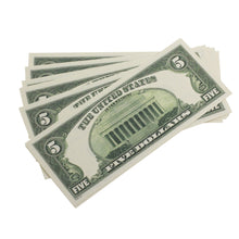 Load image into Gallery viewer, Series 1980s $5 Full Print Prop Money Stack - Prop Movie Money