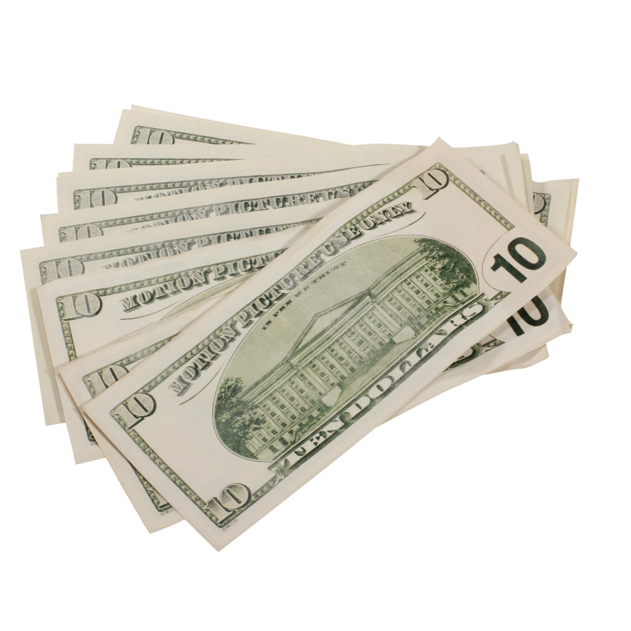 2000 Series $10 Aged $1,000 Full Print Prop Money Stack - Prop Movie Money