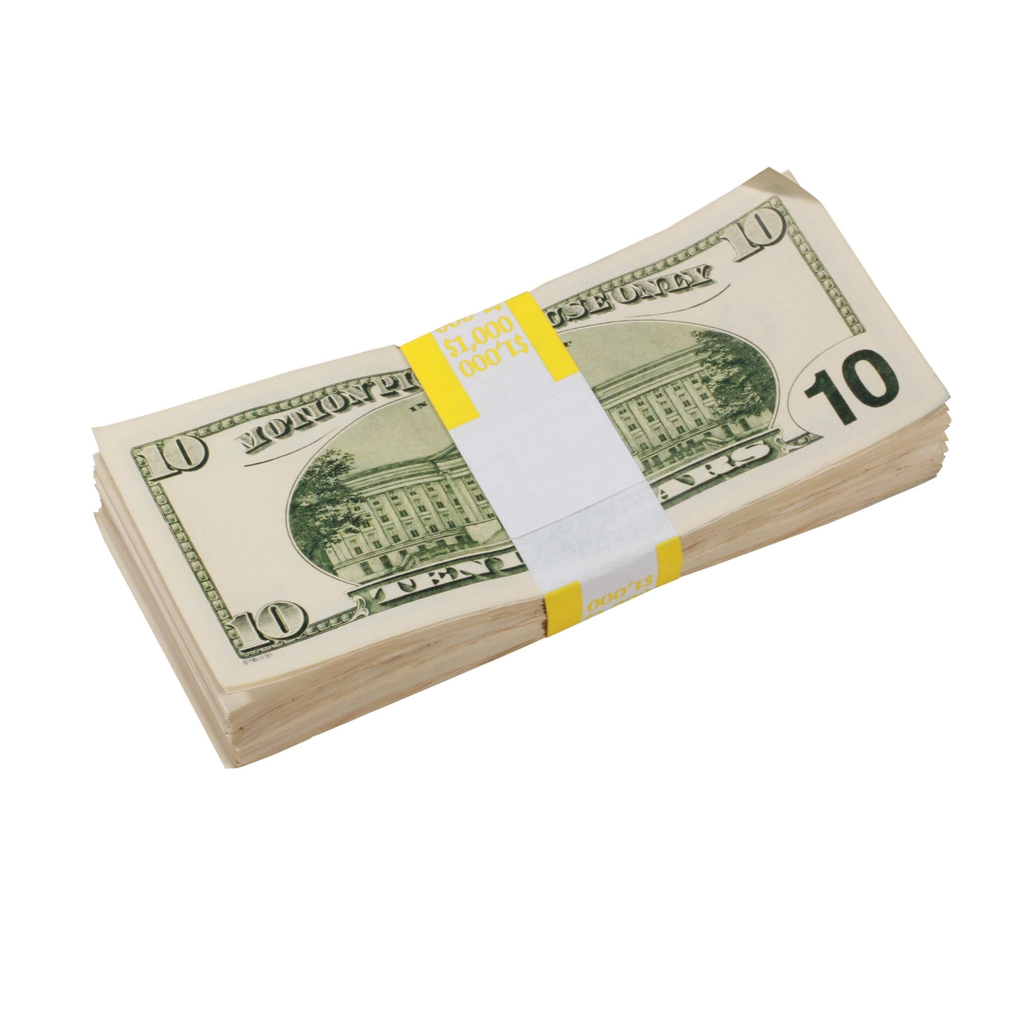 2000 Series $10 Aged $1,000 Full Print Prop Money Stack - Prop Movie Money