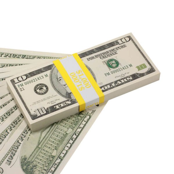2000 Series $10 Full Print Prop Money Stack - Prop Movie Money