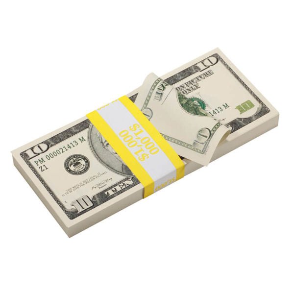 2000 Series $10 Full Print Prop Money Stack - Prop Movie Money