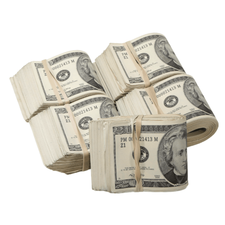 2000 Series $10,000 Aged Full Print Fold Prop Money Bundle - Prop Movie Money