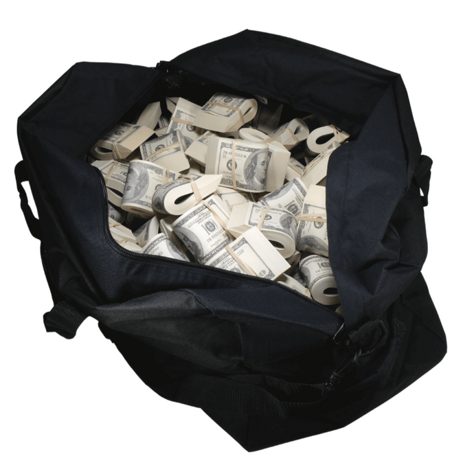 dollar designer duffle bag full of money