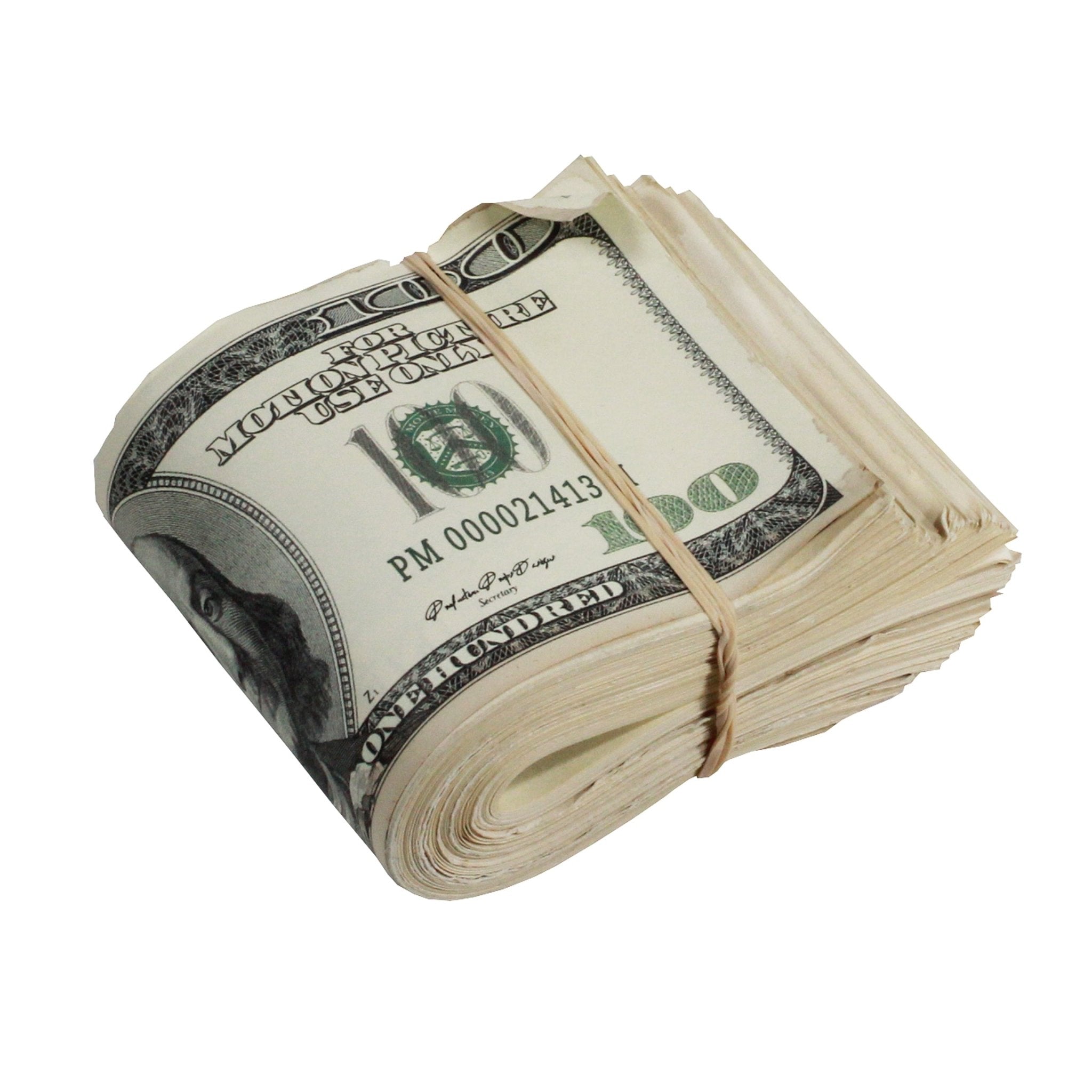 2000 Series $100s Aged $10,000 Blank Filler Fat Fold - Prop Movie Money