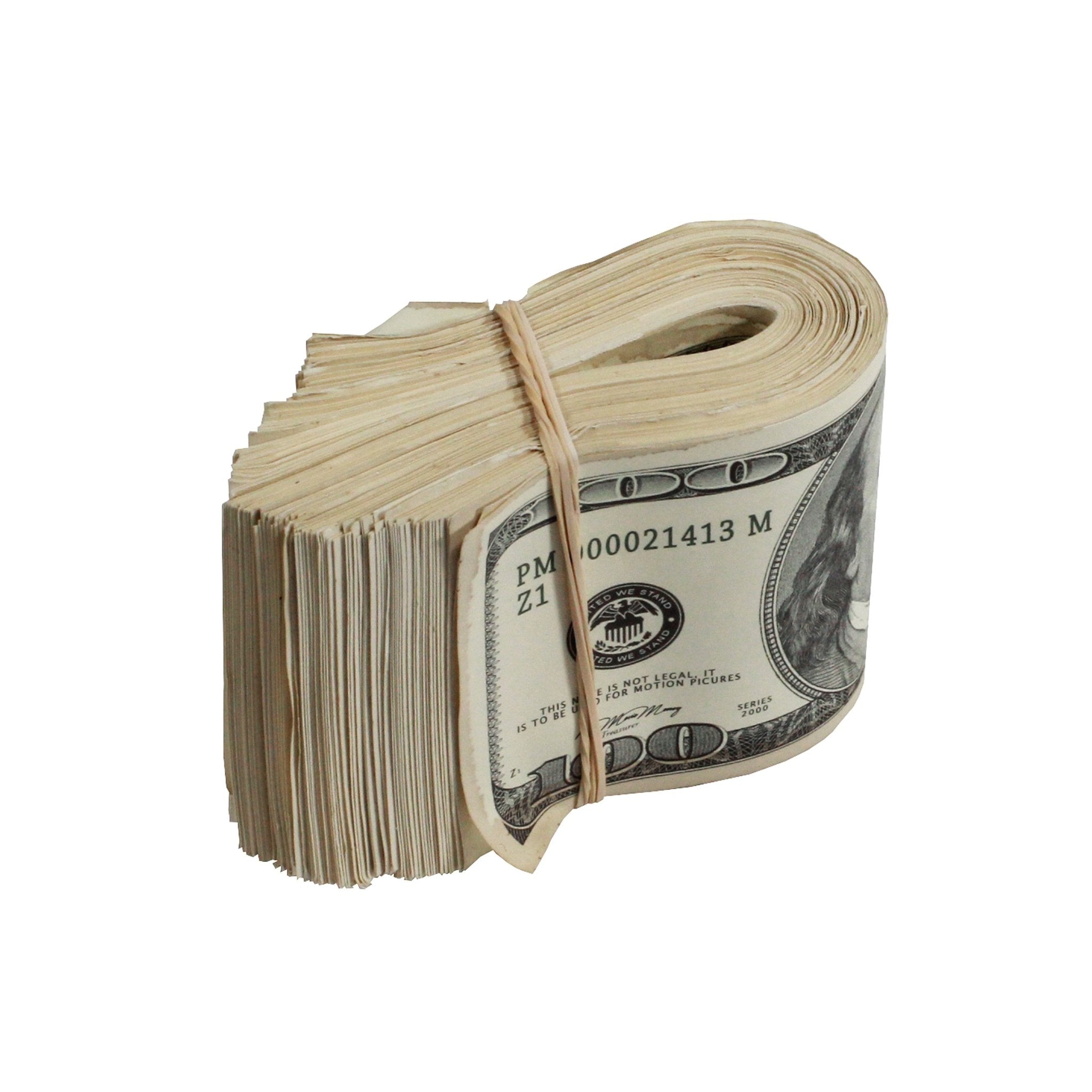 2000 Series $100s Aged $10,000 Blank Filler Fat Fold - Prop Movie Money