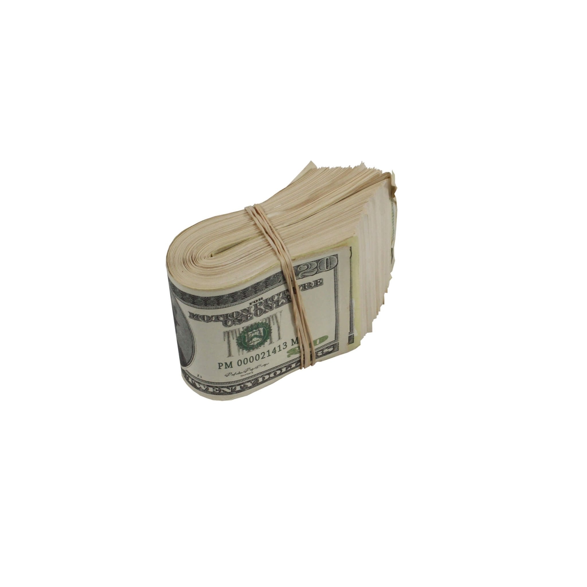 2000 Series $20 Aged $2,000 Full Print Fat Fold - Prop Movie Money