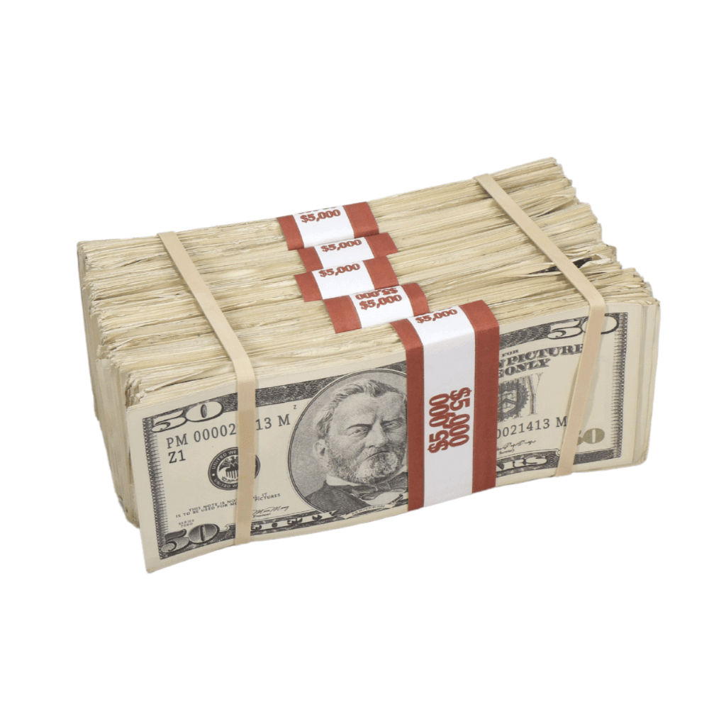 2000 Series $25,000 Aged Full Print Prop Money Bundle – Prop Movie Money