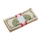 2000 Series $5 Aged $5,000 Full Print Prop Money Stack - Prop Movie Money