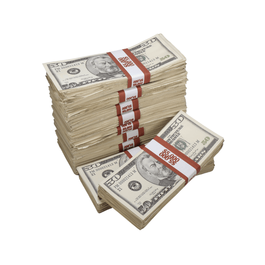 2000 Series $50,000 Aged Full Print Prop Money Package - Prop Movie Money
