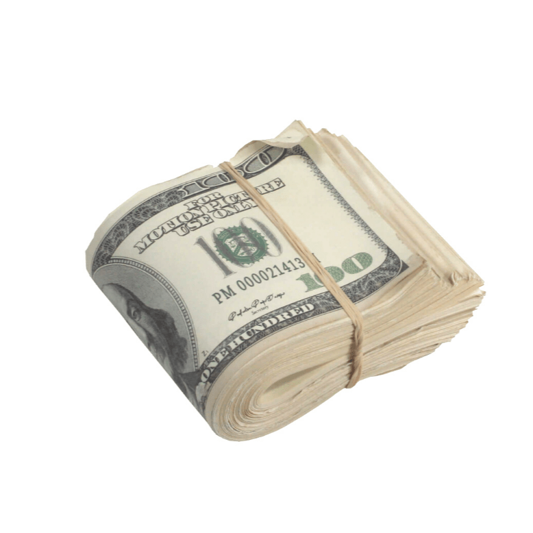 2000 Series $50,000 Aged Blank Filler Fat Fold Bundle - Prop Movie Money