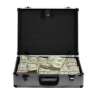 2000 Series $750,000 Aged Blank Filler Stacks with Silver Aluminum Case - Prop Movie Money