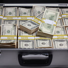 2000 Series $750,000 Aged Blank Filler Stacks with Silver Aluminum Case - Prop Movie Money