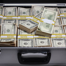 2000 Series $750,000 Aged Full Print Stacks with Silver Aluminum Case - Prop Movie Money