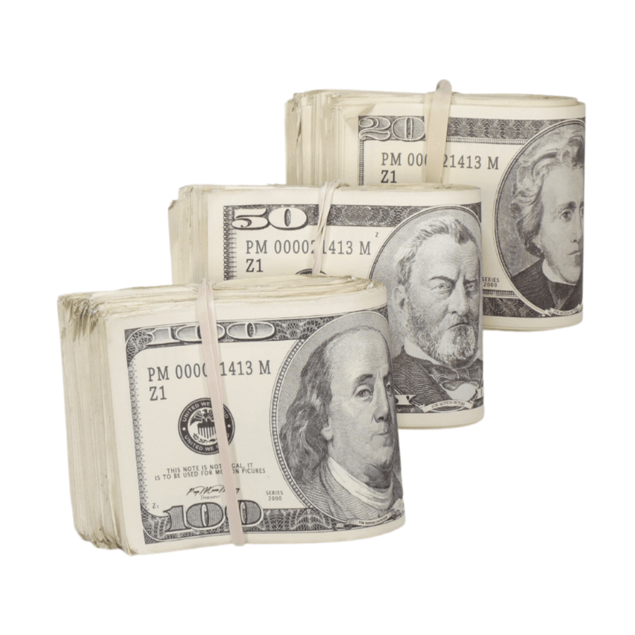 2000 Series Mix $17,000 Aged Blank Filler Fat Fold Bundle - Prop Movie Money