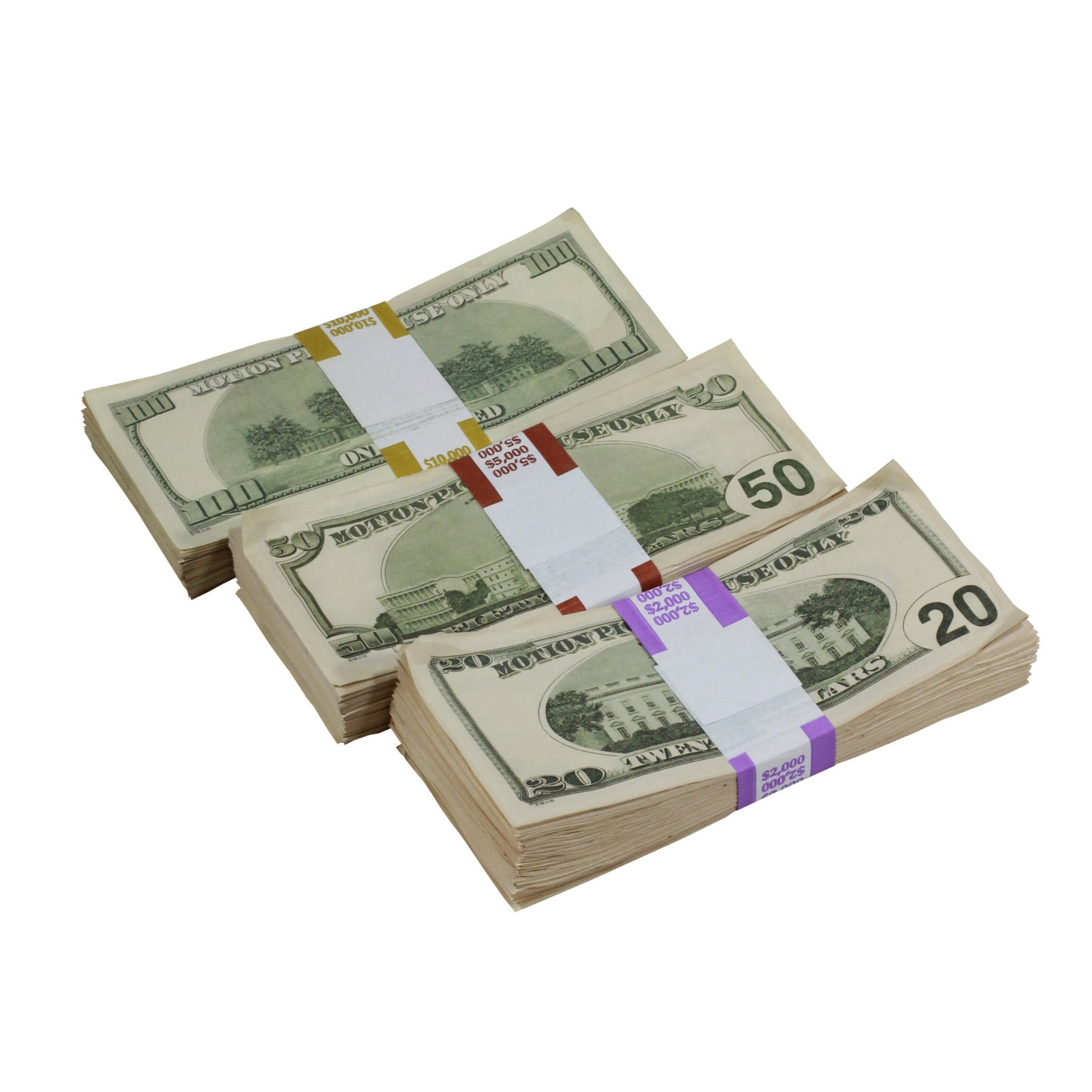 2000 Series Mix $17,000 Aged Full Print Prop Money Bundle - Prop Movie Money