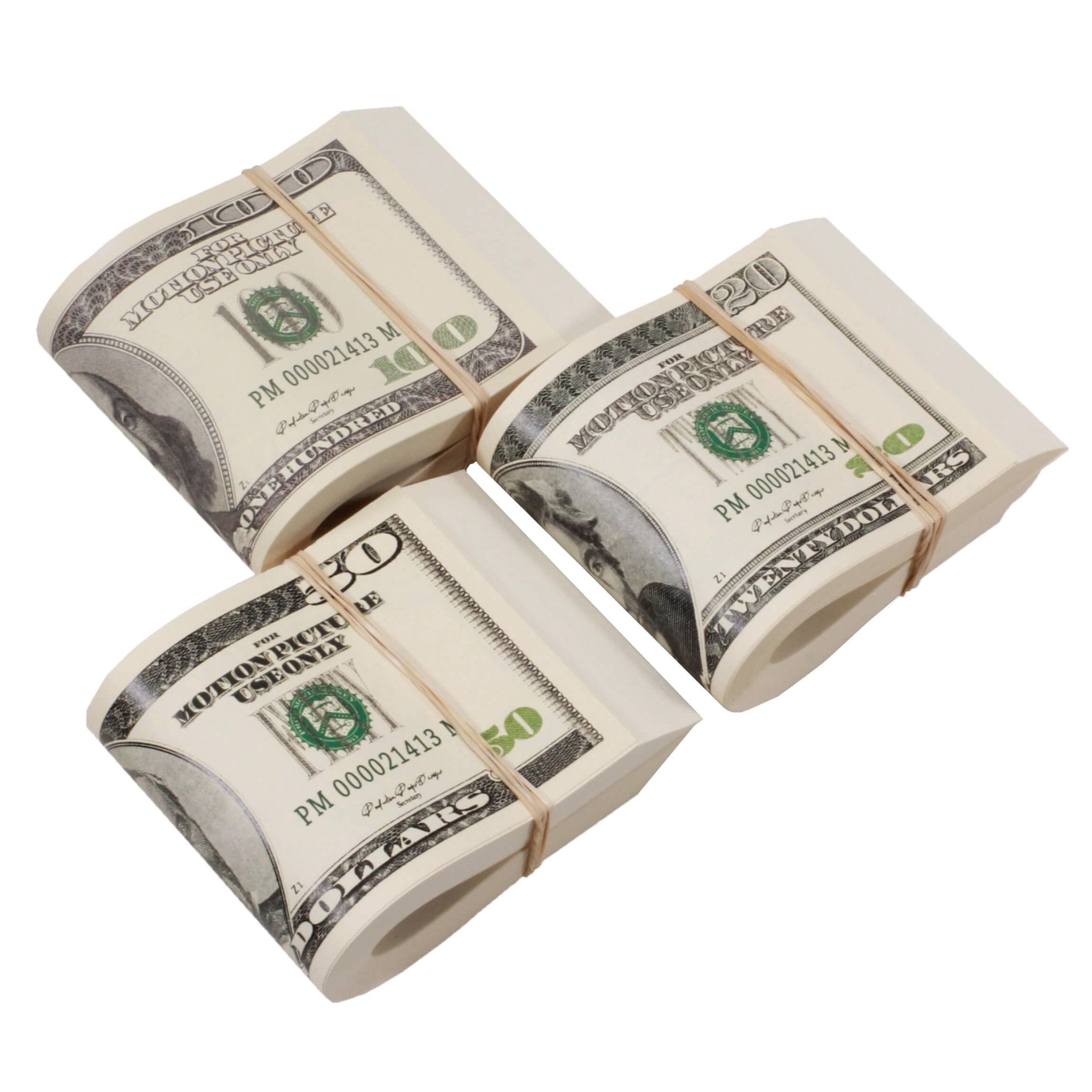 2000 Series Mix $17,000 Full Print Prop Fold Money Package - Prop Movie Money