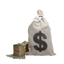 Load image into Gallery viewer, 2000 Series $50,000 Aged Full Print Stacks with Money Bag - Prop Movie Money