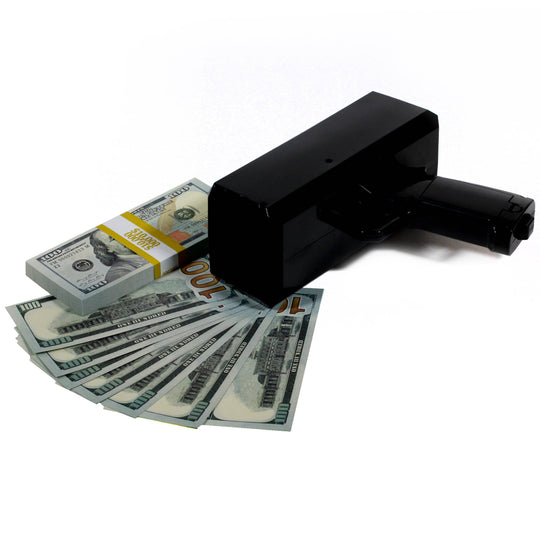 New Series $100 Full Print Stack with Money Gun - Prop Movie Money
