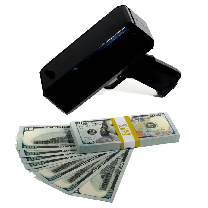 New Series $100 Full Print Stack with Money Gun - Prop Movie Money